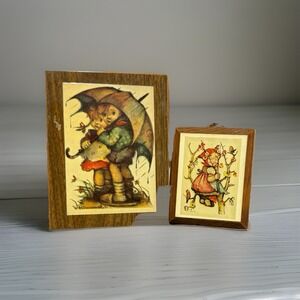 Vintage Hummel Style‎ Wood Plaques Lot of 2 – Art Products Plympton MA 1960s